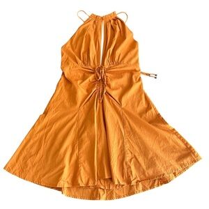 RARE Free People | Rust Halter Open Back Mini Dress